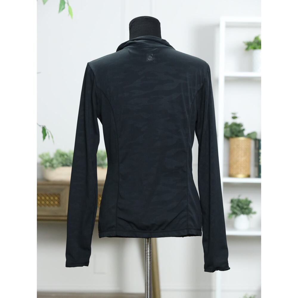 Laundry by Shelli Segal Black Camo Zip Up Jacket Athleisure Light Activewear - Picture 7 of 14